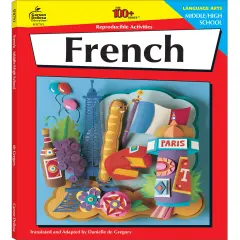 Carson Dellosa The 100 Series French Workbook, Parts of Speech, Vocabulary, Common Phrases, Sentence Building Skills, and More, Middle and High School Classroom or Homeschool Curriculum