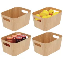 mDesign Wood Print Kitchen Food Storage Organizer Bin - 4 Pack