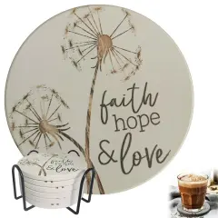 Kitcheniva Absorbent Coaster Set Drink Coffee Cup Pad Dandelion/6+1