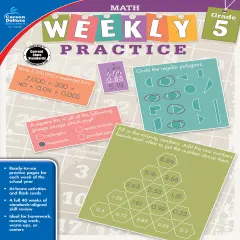 Carson Dellosa Weekly Practice 5th Grade Math Workbook, Flash Cards, Word Problems, Place Value, Fractions, Decimals, and More Mathematics, Classroom or Homeschool Curriculum