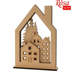 Rosa Talent Houses - 3D composition on a stand. MDF. 7.09*1.57*9.84 inches