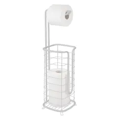 mDesign Steel Freestanding Toilet Paper Holder Stand and Dispenser
