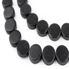 The Bead Chest Black Circular Natural Wood Beads (15x15mm): Organic Eco-Friendly Wooden Bead Strand for DIY Jewelry, Crafts, Necklace and Bracelet Making