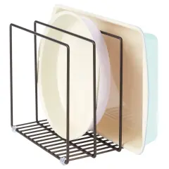 mDesign Steel Storage Tray Organizer Rack for Kitchen Cabinet