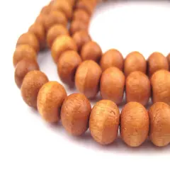 The Bead Chest Lacquered Sandalwood Mala Beads 8mm Nepal Brown Round Wood 31 Inch Strand