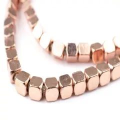 The Bead Chest Copper Cube Beads 5mm Large Hole 24 Inch Strand