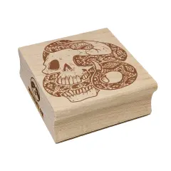 Diamondback Rattlesnake Wrapped Around Skull Square Rubber Stamp for Stamping Crafting