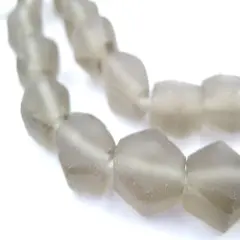 The Bead Chest Groundhog Grey Hexagon Java Recycled Glass Beads - Full Strand of Faceted Bottle Glass Beads | Approximately 25 Beads