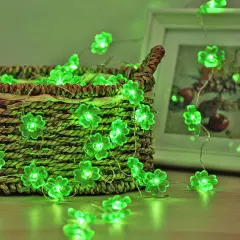 St Patricks Day Decorations Shamrocks String Lights Battery Operated with Remote 10 ft 40 LEDs Lucky Clover Green Lights for Bedroom Party Feast of Saint St. Patrick's Day Decoration