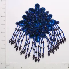 7 1/2" x 5 1/4" Starburst Sequin Applique/Patch Royal Blue