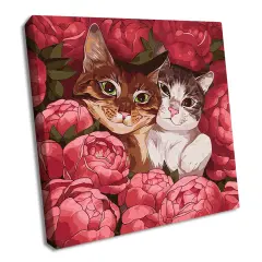 Painting by Numbers kit Kittens and Peonies KHO4341