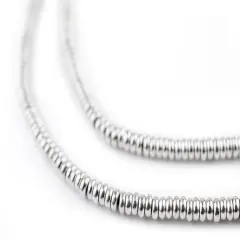 The Bead Chest Smooth Shiny Silver Heishi Beads 3mm White Metal 24 Inch Strand