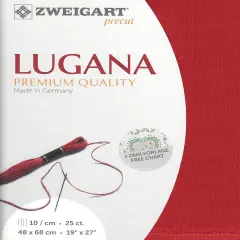 Precut Zweigart Lugana 25 count Christmas Red