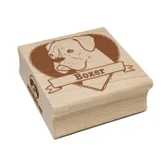 Boxer Dog Heart Square Rubber Stamp for Stamping Crafting