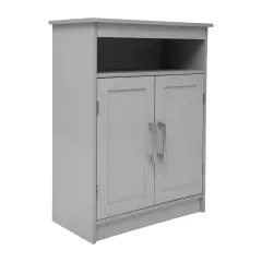 Merrick Lane Vigo Bathroom Storage Cabinet with Adjustable Cabinet Shelf, Upper Open Shelf, and Magnetic Closure Doors Gray