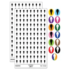 Ice Cream Cone Silhouette 200+ 0.50" Round Stickers White