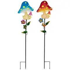 Northlight Solar Powered Mushroom Outdoor Garden Stakes - 36" - Set of 2 Multi
