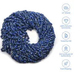 Lapis Chip Beads, 34 Inch, Natural Chip Strands, Drilled Strung Nugget Beads, 3-7mm, Polished, GemMartUSA (CHLP-70001)