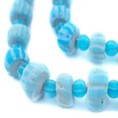 TheBeadChest Vintage Turquoise Ceramic & Glass Beads 13mm Afghanistan Blue Round Clay 16 Inch Strand