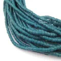 The Bead Chest Ghana Sandcast Beads - Full Strand of African Powder Glass Beads (3mm, Teal) - Single 26" Strand
