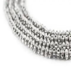 The Bead Chest Silver Flower Heishi Beads 4mm, Full Strand of Quality Metal Spacers for DIY Jewelry Design