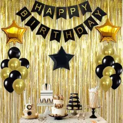 Hot Happy Birthday Decoration Multiple Color Banner Balloons Set Party Supplies Foil gold black