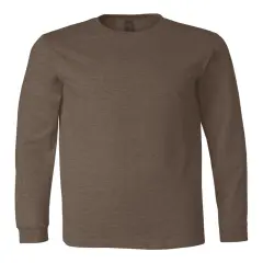 BELLA + CANVAS&reg; Heather CVC Crewneck Long Sleeve Tee Heather brown