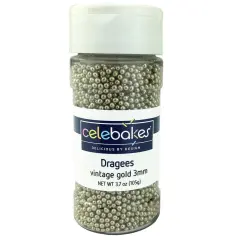 Celebakes Vintage Gold Dragees, 3.7 oz Sprinkles