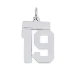 Sterling Silver Small Polished Number 19 Charm Pendant Jewerly 20mm x 8mm