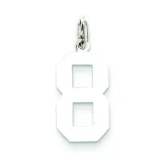 Sterling Silver Medium Polished Number 8 Charm Pendant Jewerly 21mm x 8mm