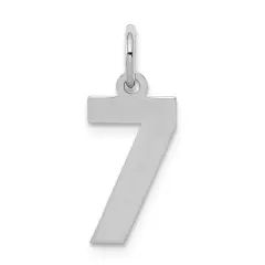 Sterling Silver Small Polished Number 7 Charm Pendant Jewerly 20mm x 4mm