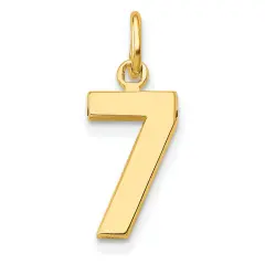 14K Gold Small Polished Number 7 Charm Pendant Jewelry 20mm x 7mm