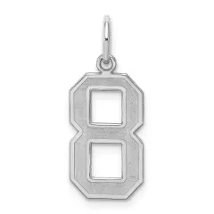 Sterling Silver Medium Satin Number 8 Charm Pendant Jewerly 22mm x 9mm