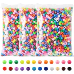 3600 Pieces 6x9mm Multi-Colored Plastic Craft Beads Set, Bulk Rainbow Hair Beads 24 Assorted Colors for DIY Crafting Jewelry Making Kandi Bracelets