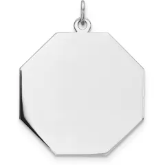 Sterling Silver Disc Octagon Charm 0.035" 26.6mm Jewerly 30mm x 28mm