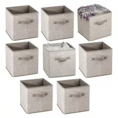 mDesign Small Fabric Closet Organizer Cube Bin with Front Handle