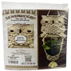 Design Works/Zenbroidery Macrame Wall Hanging Kit 8"X24"-Owl Planter