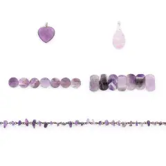 Amethyst Natural Gemstone Beads and Pendants Collection - Value Pack