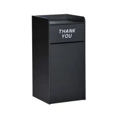 Emma and Oliver Wood Tray Top "Thank You" Restaurant Food Court Receptacle Black