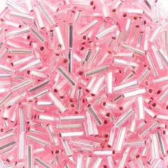John Bead Size 3 Silver Lined Czech Glass Bugle Beads, 500g Pink Dyed