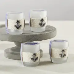 Kate Aspen 24PCS Tea Light Holder, Anchors Away Rope Tealight Candle Votives, Beach Theme Decorations, Favors Decor for Wedding, Bachelorette or Bridal Shower