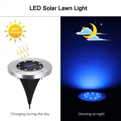 8PCS LED Solar Pathway Disk Light Multicolor