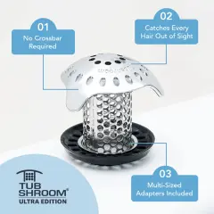 Ultra Revolutionary Bath Tub Drain Protector Hair Catcher/Strainer/Snare Stainless Steel, 1-Pack, Silver