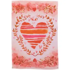 Northlight Watercolor Heart Valentine's Day Outdoor Garden Flag 18" x 12.5" Red