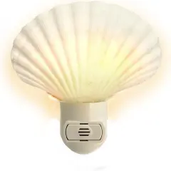 Sea Shell Light Auto Seashell Night Light 1 pc White Clam Sea Shell Night Light Shell Plug in Beach Night Irish Deep Light Plug in