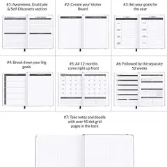 Undated Weekly & Monthly Planner to Increase Productivity, Time Management and Hit Your Goals &ndash; Organizer, Gratitude Journal &ndash; Start Anytime, A5, Lasts 1 Year, Emerald (Weekly)