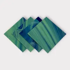 Blue Transparent Olive Green Prisma COE 96 Fusible Glass Sheets / Mosaic Squares