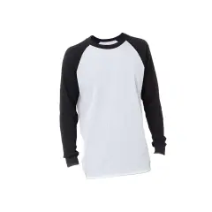 Bayside&reg; USA made Heavyweight Waffle Knit Thermal Raglan T-Shirt White/ Black