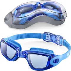 Swim Goggles, Swimming Goggles No Leaking Full Protection Adult Men Women Youth Blue Hawaii