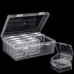 12 PCS Small Clear Plastic Beads Storage Container and Organizer Transparent Boxes with Hinged Lid for Storage of Small Items, Jewelry, Diamonds, DIY Art Craft Accessory (2.12 x 2.12 x 0.79 inch)
